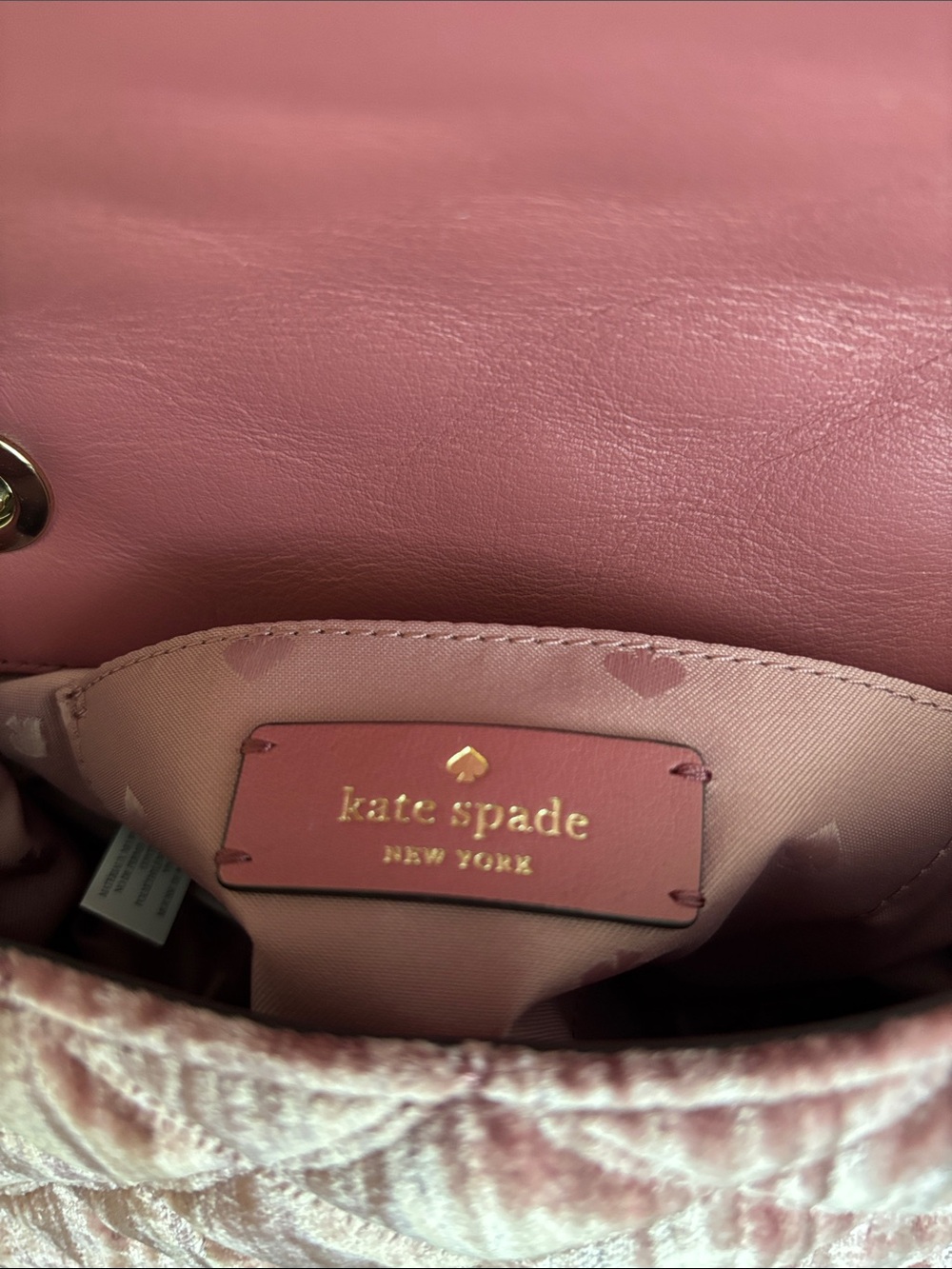 Kate Spade Pink Velvet Quilted Chain Shoulder Crossbody Bag - Picture 2 of 7